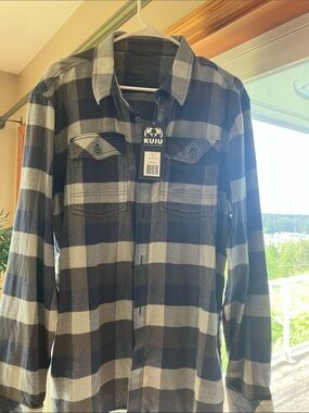 KUIU Black and Gray Buffalo Plaid Button-Up Shirt